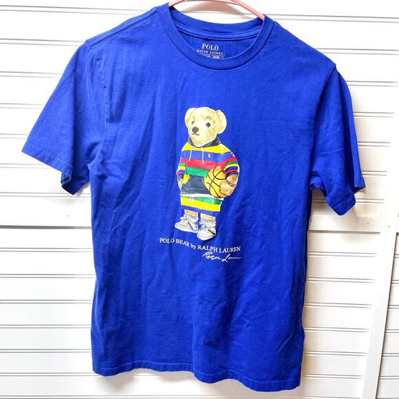 Polo Ralph Lauren Classic Fit Basketball Bear Jersey T-Shirt Big Kids L (14-16) - Picture 1 of 12